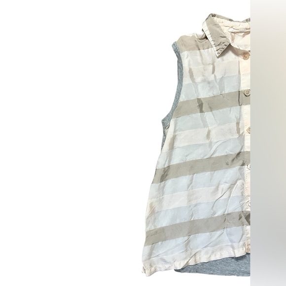 Wilt Asymmetrical Striped Sleeveless Button-Up Blouse Small - Picture 2 of 7